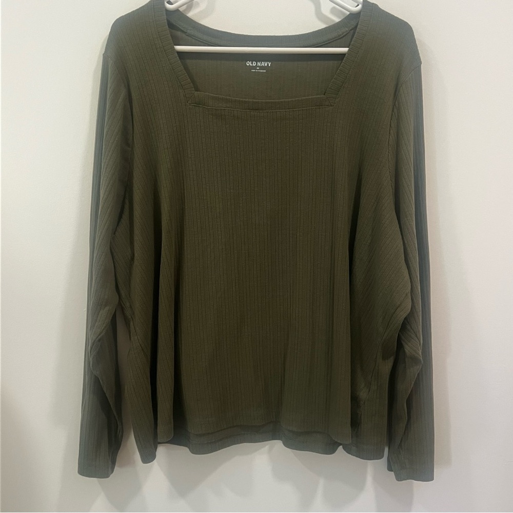 Old Navy Cropped Women's Forest Green Knit Square Neck Shirt Size 4x